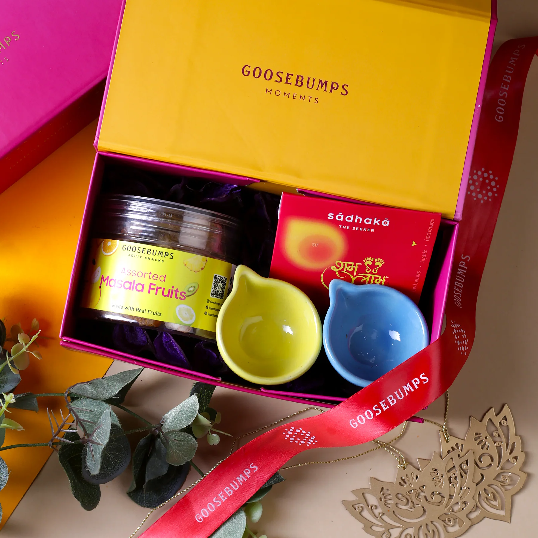 Carnival Gift Box of Masala Fruits, Diya & Décor - Image 3